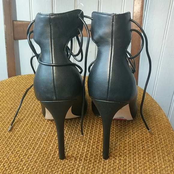 🆕 Call It Spring black lace up stiletto heels 9 - Picture 4 of 5